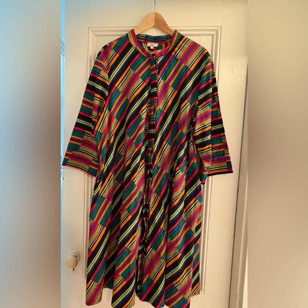 Colorful Striped Button-Up Zuri Kenya Dress